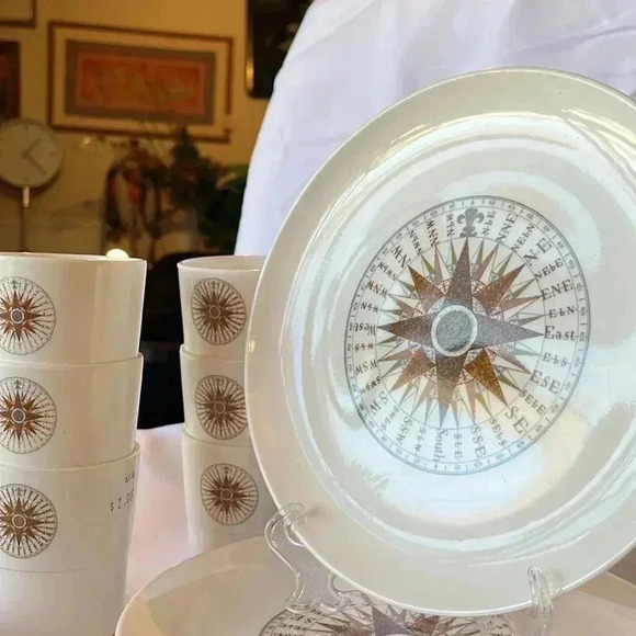 Vintage 80s Melamine Nautical Compass Dishes for Boats, Set of 23 by Monte Carlo - Picture 6 of 6